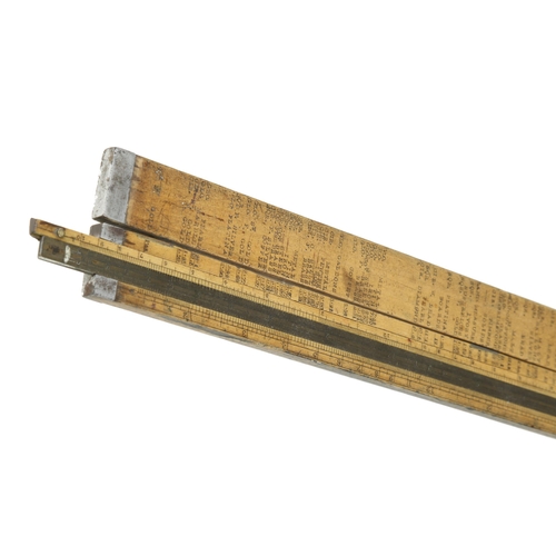 869 - An unusual thick section 2' two fold calculating rule by Edw. PRESTON with slender boxwood slide adj... 