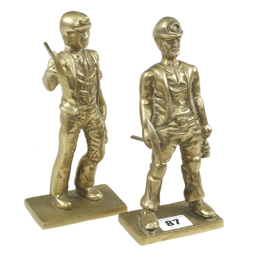 87 - Two brass models of miners with pick in hand 8