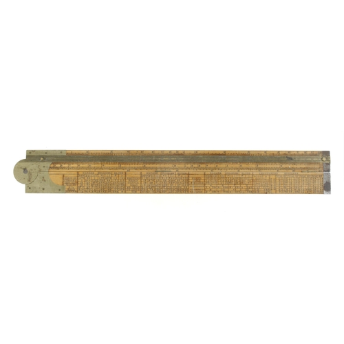 879 - A 2' two fold boxwood and brass engineer's slide rule by BOLTON Maker, Improved by T Wilkinson Byrne... 