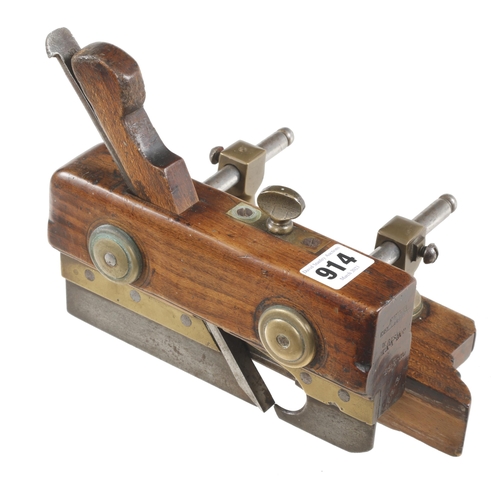 914 - A most unusual small plough plane by VARVILL with steel stems and brass fittings G+