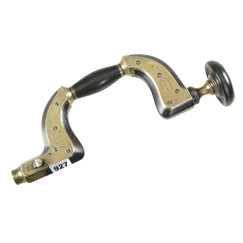 927 - A rare brass framed lever pad ebony brace by MARSDEN BROS, The Improved Brace with 986 brass disc in... 