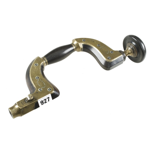 927 - A rare brass framed lever pad ebony brace by MARSDEN BROS, The Improved Brace with 986 brass disc in... 