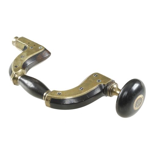 927 - A rare brass framed lever pad ebony brace by MARSDEN BROS, The Improved Brace with 986 brass disc in... 