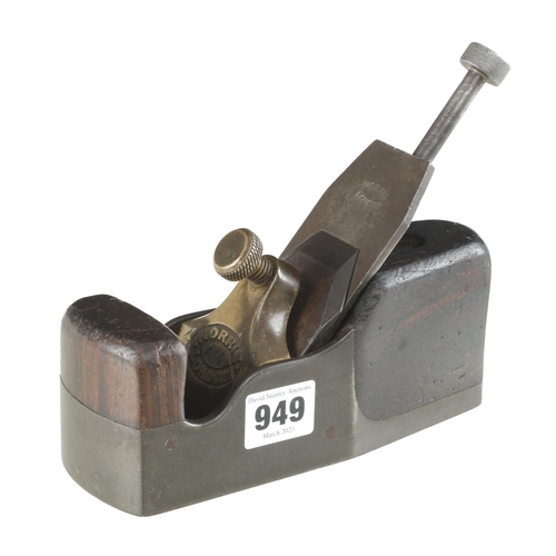 949 - A Patent Metal NORRIS No A 14 adjustable smoother, little iron remains G