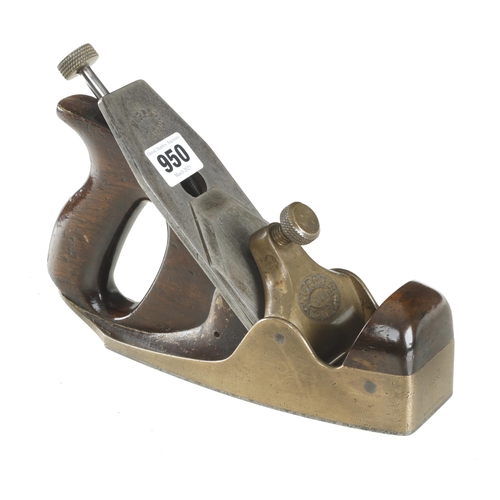 950 - A little used steel soled gunmetal NORRIS No 50G adjustable smoother with walnut infill and handle, ... 