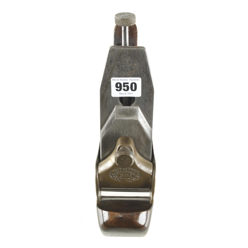 950 - A little used steel soled gunmetal NORRIS No 50G adjustable smoother with walnut infill and handle, ... 