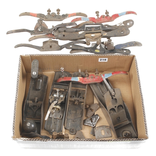 216 - Seven metal spokeshaves for restoration and other spares G-