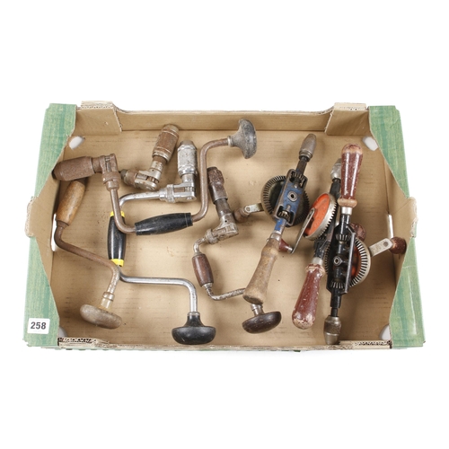 258 - Four ratchet braces and 3 hand drills G