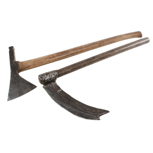 306 - A French polled side axe and a coutre (swift) G