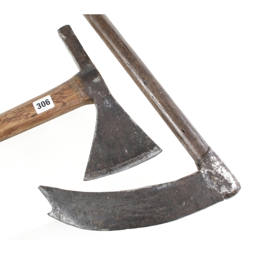 306 - A French polled side axe and a coutre (swift) G