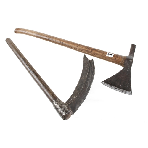 306 - A French polled side axe and a coutre (swift) G