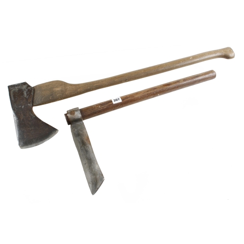 307 - A 6lbs felling axe by S & J and a 9