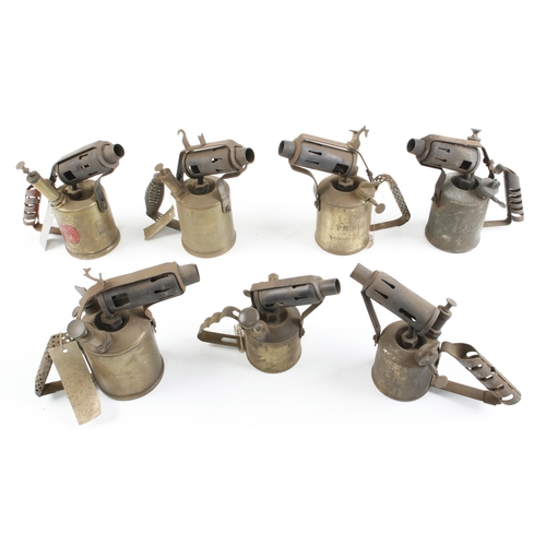 322 - Seven brass blowlamps by various makers G