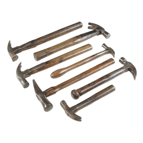 63 - Six early strapped hammers with faceted heads G