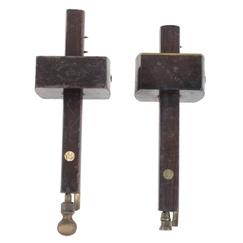 688 - Two rosewood and brass mortice gauges by MARPLES G+