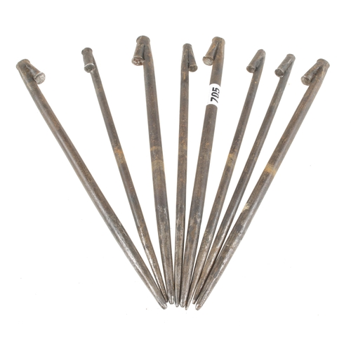 705 - Eight steel drawbore pins G