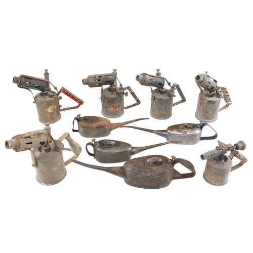 707 - Six blow lamps and 4 oilcans for restoration G-