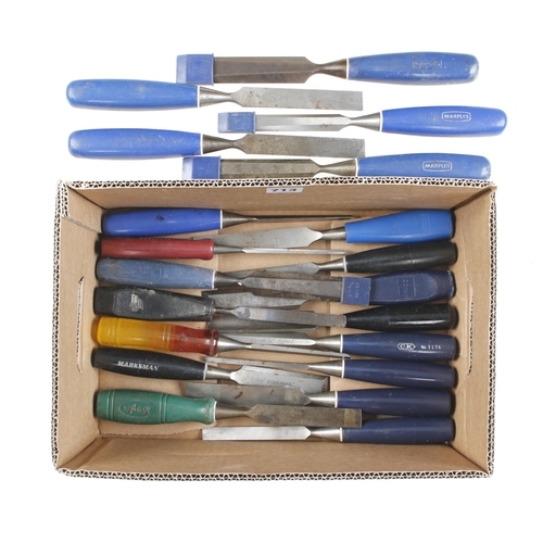 713 - Nine chisels by MARPLES and 11 others with composite handles G