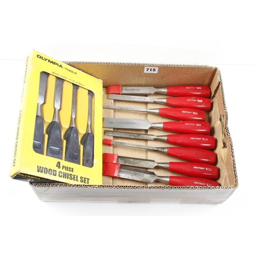 715 - A set of 8 FOOTPRINT chisels and a set of 4 by OLYMPIA in orig boxes G+