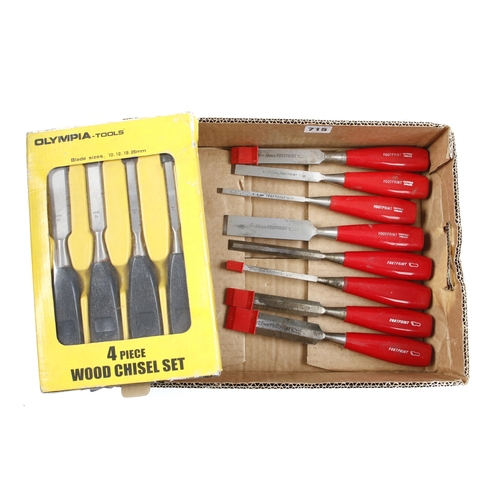 715 - A set of 8 FOOTPRINT chisels and a set of 4 by OLYMPIA in orig boxes G+