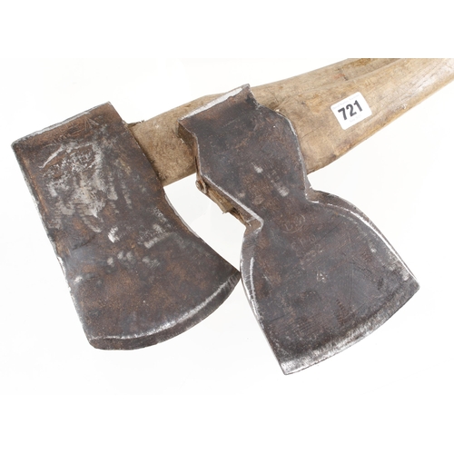 721 - An axe marked GPO 1962 and another, handles loose G