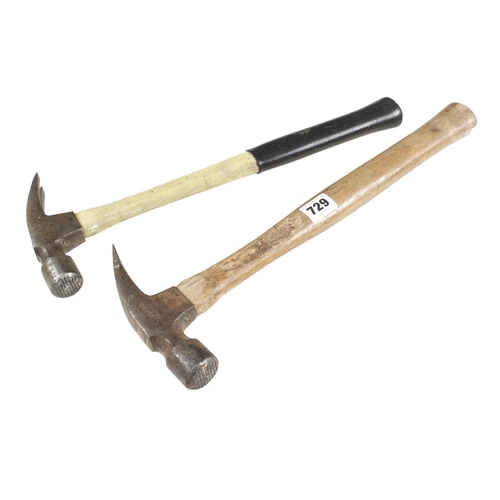 729 - Two VAUGHAN USA framing hammers 20 to 24oz G