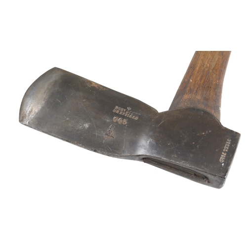 781 - A felling axe by ROBERT SORBY No 045 also marked Steel Pol'd, with ash handle and 4