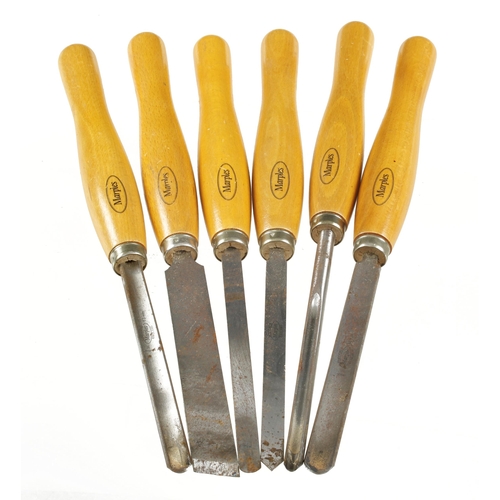 794 - A little used set of 6 turning tools by MARPLES with boxwood handles G+