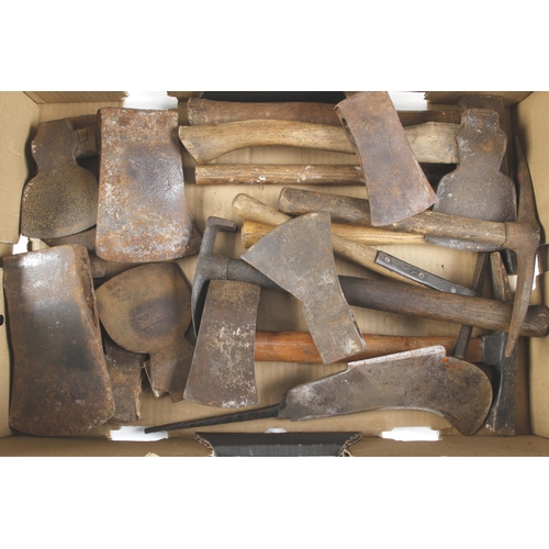 132 - Eight hammers and 10 axe heads for restoration G-