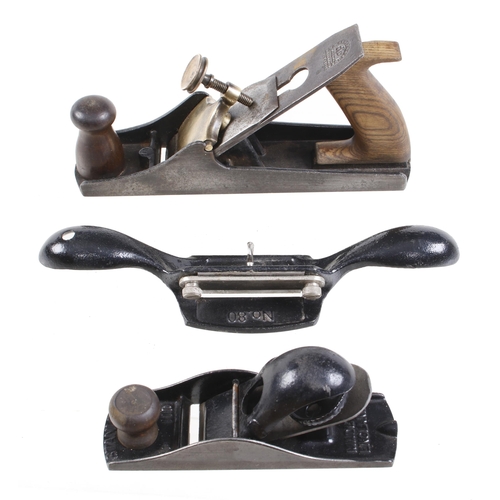 140 - An iron smoother, STANLEY No 80 scraper and a 110 block plane AF