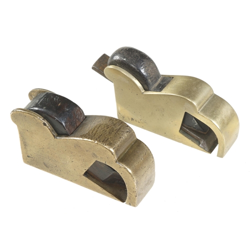 168 - Two brass bullnose planes, one lacks iron G