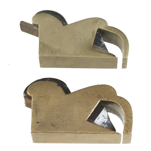 168 - Two brass bullnose planes, one lacks iron G