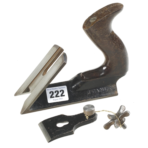 222 - Three parts for a STANLEY No 72 chamfer plane ie. body, lever and screw G