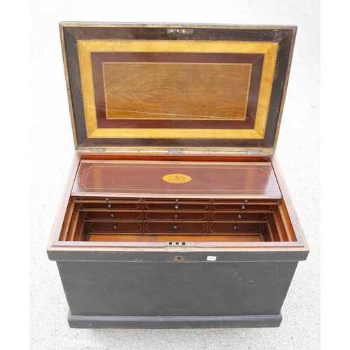 377 - A fine quality cabinetmaker's lockable solid mahogany tool chest 37