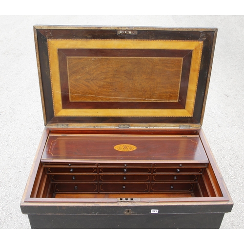 377 - A fine quality cabinetmaker's lockable solid mahogany tool chest 37