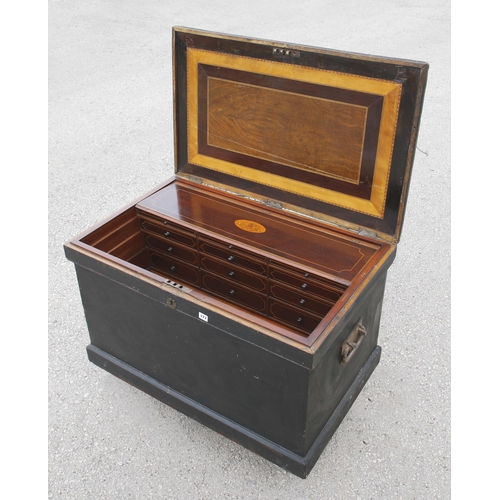 377 - A fine quality cabinetmaker's lockable solid mahogany tool chest 37