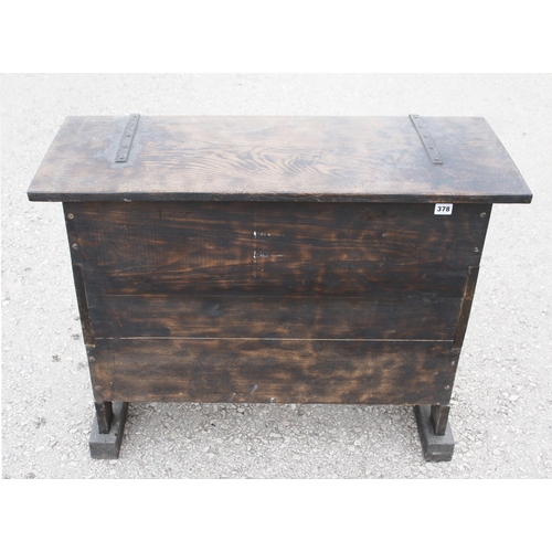 378 - An upholsterer's? tall pine box/chest 31