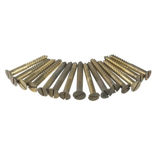 394 - 15 large brass screws 24 gauge x 3 1/2