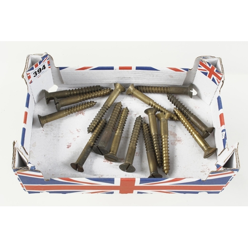 394 - 15 large brass screws 24 gauge x 3 1/2