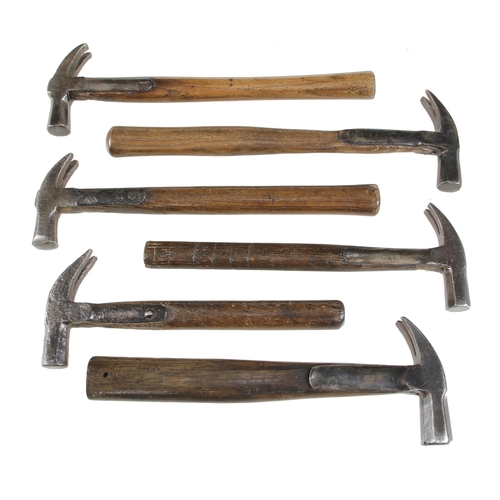 419 - Six early strapped hammers with faceted heads G