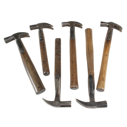 419 - Six early strapped hammers with faceted heads G