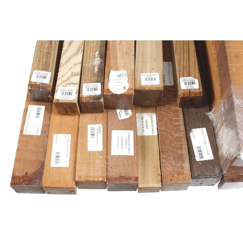 438 - 16 lengths of various hardwoods inc. lacewood, goncalo alves, wenge, zebrano etc G+