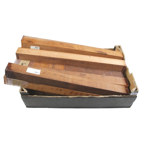 438 - 16 lengths of various hardwoods inc. lacewood, goncalo alves, wenge, zebrano etc G+