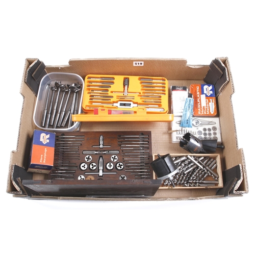 519 - Three tap & die sets and various drill bits G+