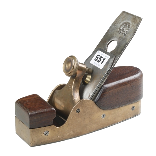 551 - A bronze smoother with ill fitting steel sole, lever marked G MILLER G