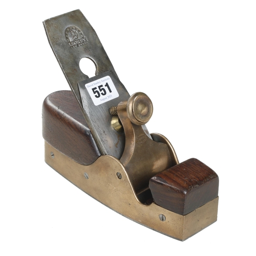 551 - A bronze smoother with ill fitting steel sole, lever marked G MILLER G