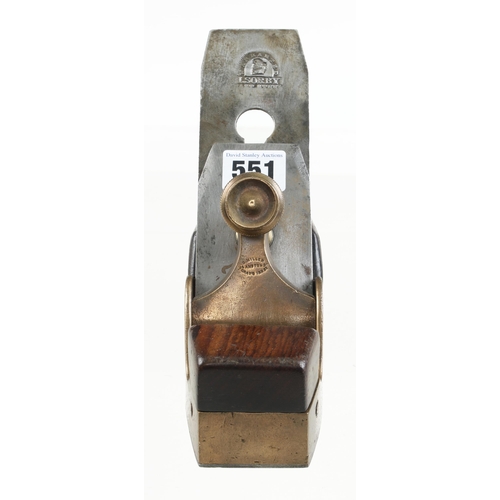 551 - A bronze smoother with ill fitting steel sole, lever marked G MILLER G