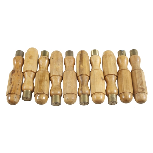 632 - Ten unused London pattern boxwood chisel handles F