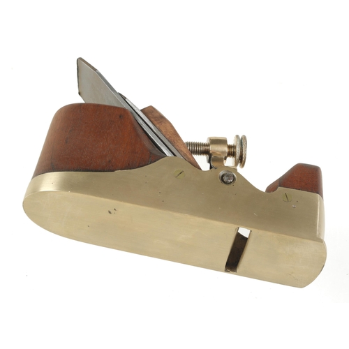 684 - A brass smoother with mahogany infill, brass lever requires attention G