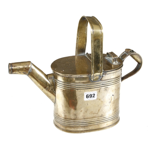 692 - A brass plated 5 pint watering can G+